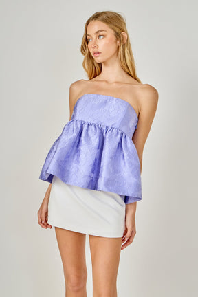 ENDLESS ROSE - Jacquard Babydoll Tube Top - TOPS available at Objectrare