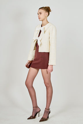 ENDLESS ROSE - Bow Tie Textured Tweed Jacket - JACKETS available at Objectrare