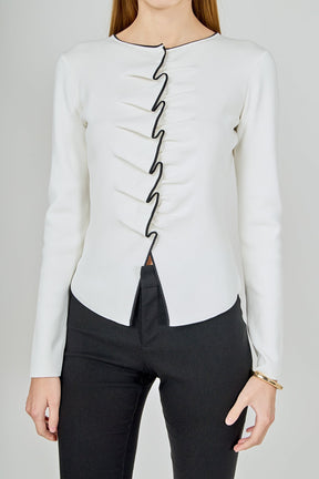 ENDLESS ROSE - Ruffle Draped Knit Top - SWEATERS & KNITS available at Objectrare