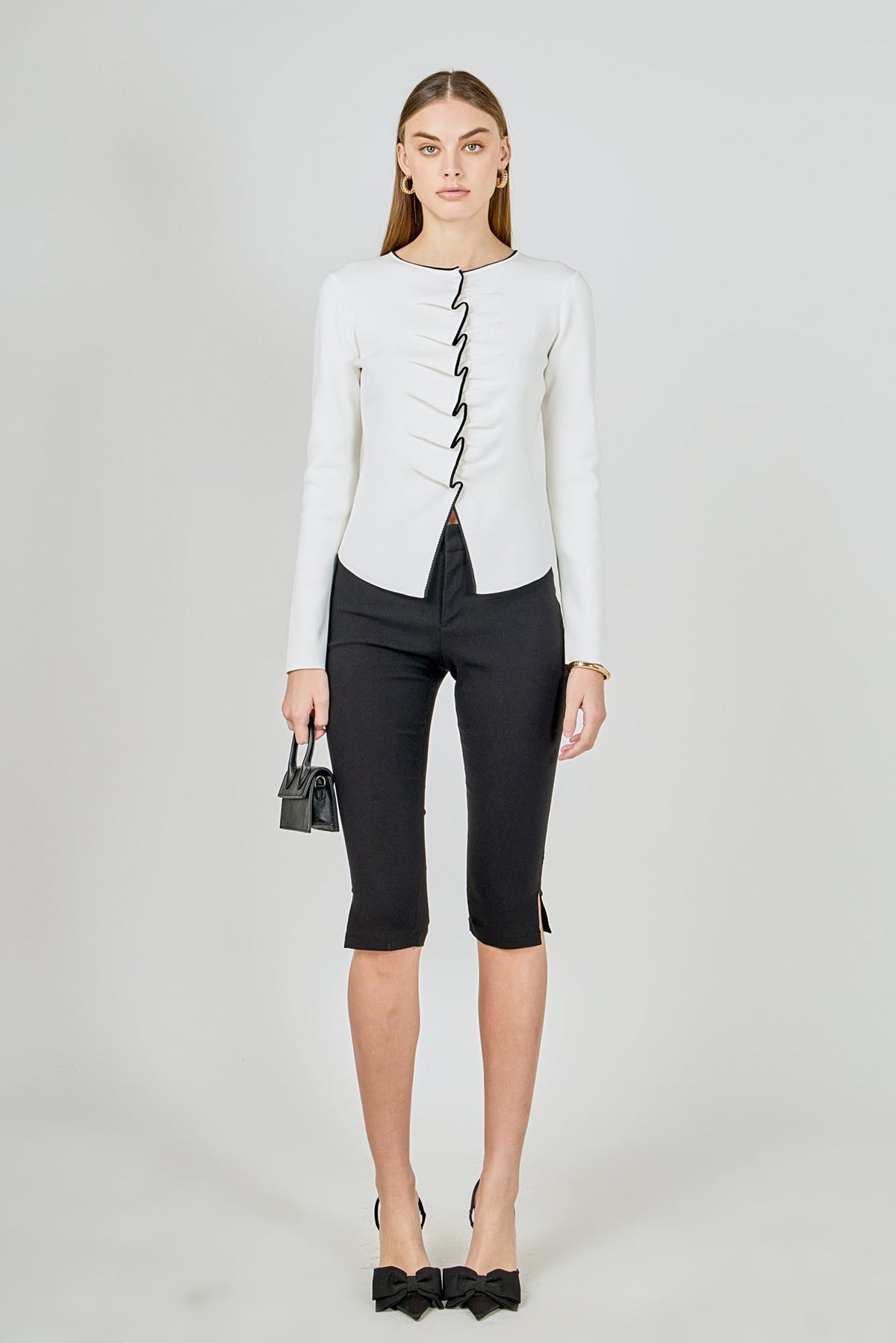 ENDLESS ROSE - Ruffle Draped Knit Top - SWEATERS & KNITS available at Objectrare