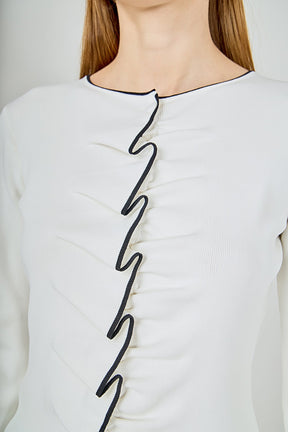 Ruffle Draped Knit Top