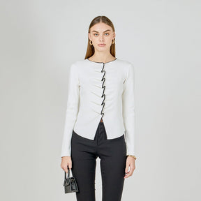 ENDLESS ROSE - Ruffle Draped Knit Top - SWEATERS & KNITS available at Objectrare