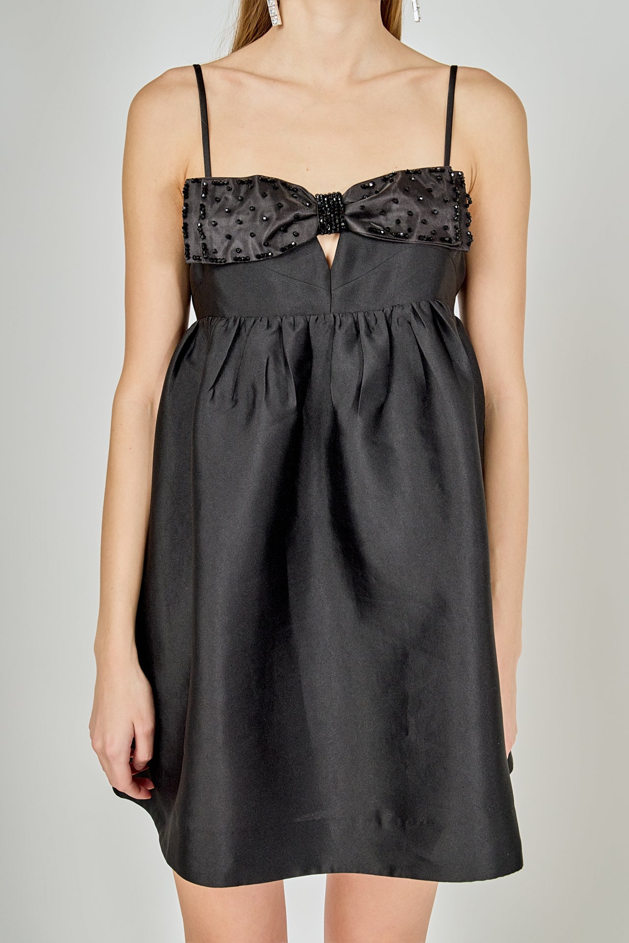 ENDLESS ROSE - Bead Embellished Bow Mini Dress - DRESSES available at Objectrare