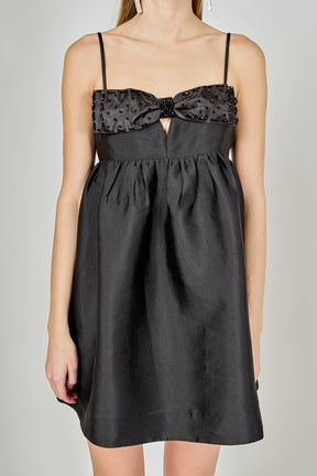 ENDLESS ROSE - Bead Embellished Bow Mini Dress - DRESSES available at Objectrare