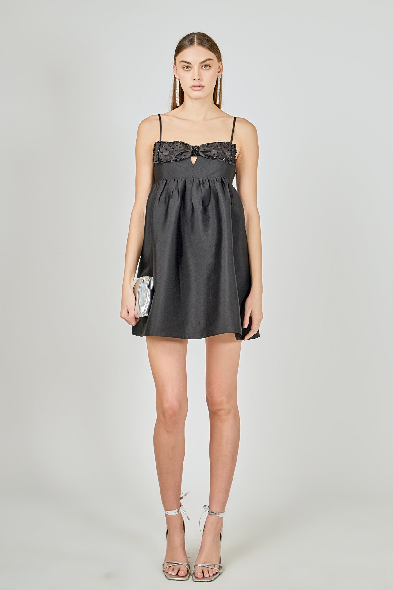 ENDLESS ROSE - Bead Embellished Bow Mini Dress - DRESSES available at Objectrare