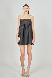 ENDLESS ROSE - Bead Embellished Bow Mini Dress - DRESSES available at Objectrare