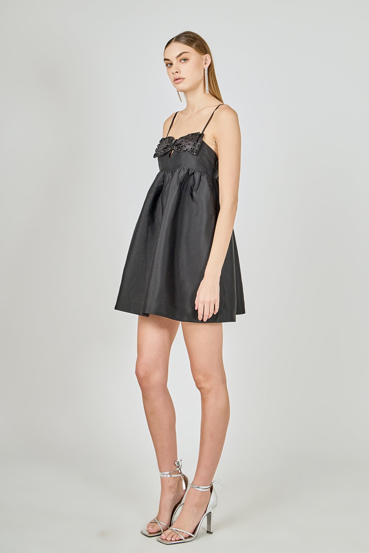 ENDLESS ROSE - Bead Embellished Bow Mini Dress - DRESSES available at Objectrare
