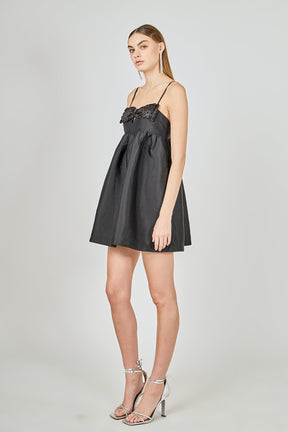 ENDLESS ROSE - Bead Embellished Bow Mini Dress - DRESSES available at Objectrare