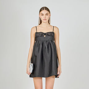 ENDLESS ROSE - Bead Embellished Bow Mini Dress - DRESSES available at Objectrare