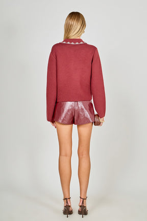 Arden Embellished Collar Button Up Cardigan