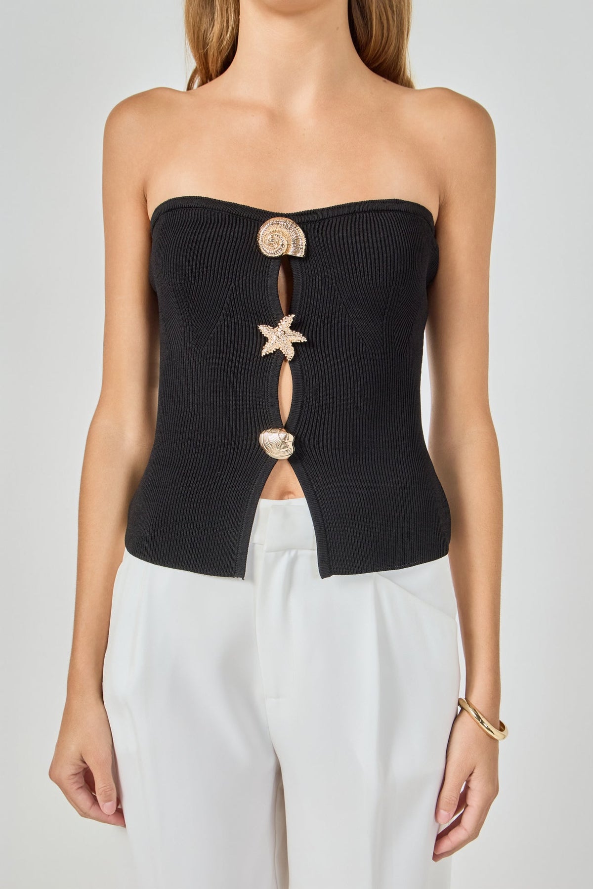 Seashell Trim Tube Knit Top