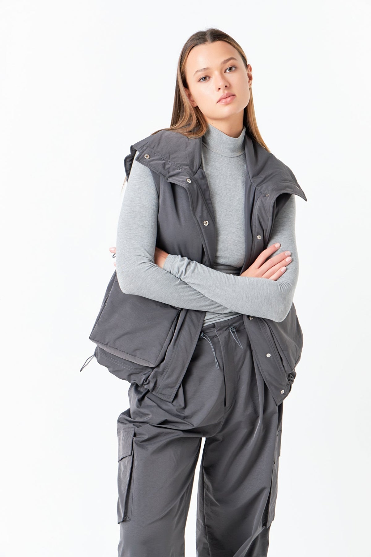 GREY LAB - Grey Lab - Snap Button Boxy Vest - VESTS available at Objectrare