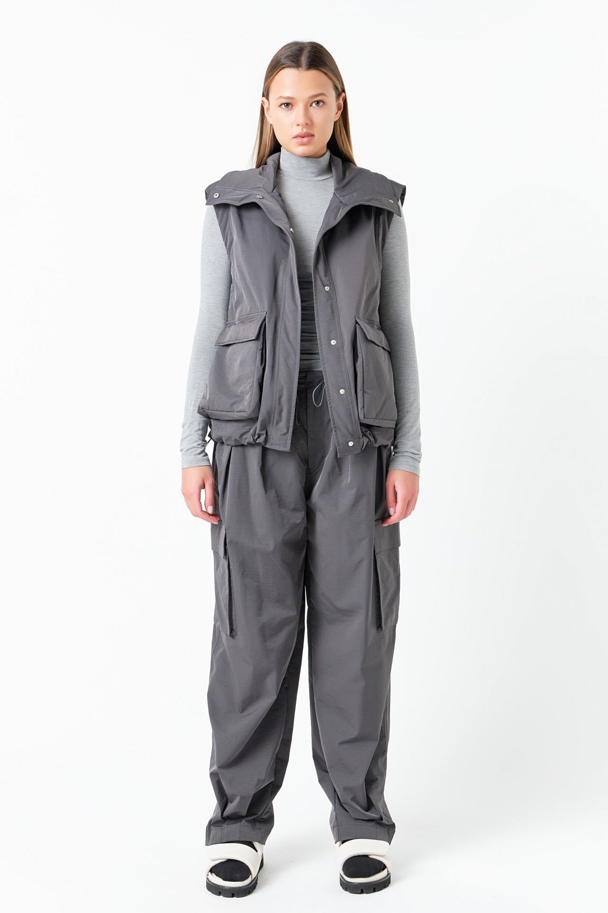 GREY LAB - Snap Button Boxy Vest - VEST available at Objectrare