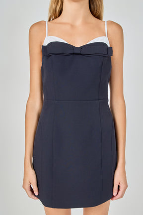 ENDLESS ROSE - Sweetheart Neck Bow Mini Dress - DRESSES available at Objectrare