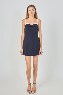 ENDLESS ROSE - Sweetheart Neck Bow Mini Dress - DRESSES available at Objectrare