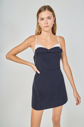 ENDLESS ROSE - Sweetheart Neck Bow Mini Dress - DRESSES available at Objectrare