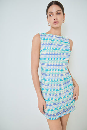 Sleeveless Striped Knit Mini Dress