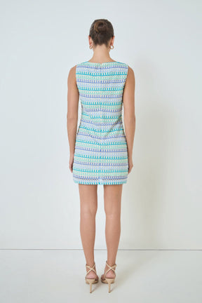 Sleeveless Striped Knit Mini Dress