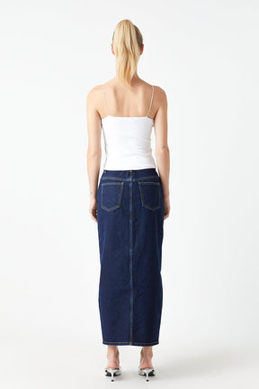 GREY LAB - Grey Lab - Front Slit Denim Maxi Skirt - SKIRTS available at Objectrare