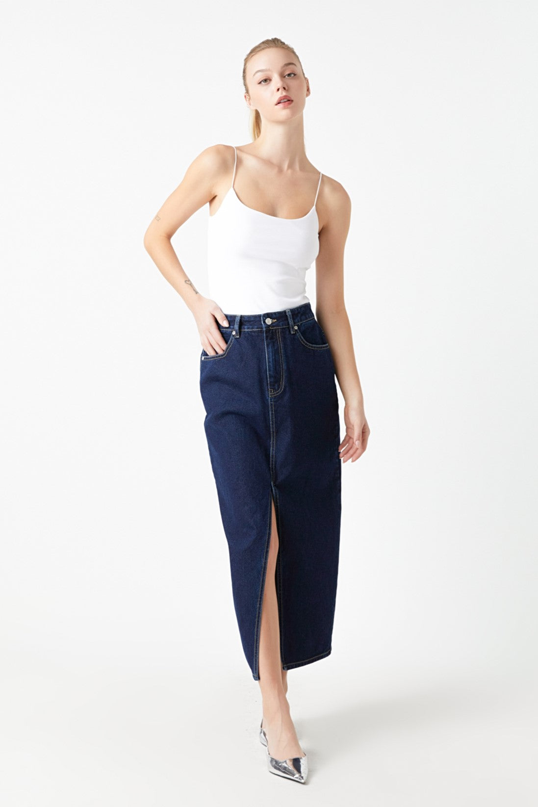 GREY LAB - Denim Maxi Skirt - SKIRTS available at Objectrare
