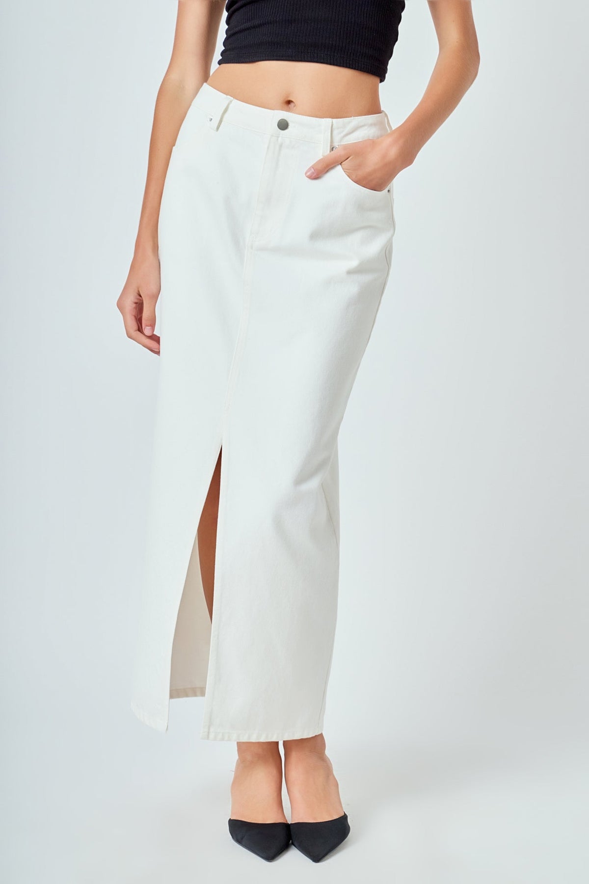 ENDLESS ROSE - Denim Maxi Skirt - SKIRTS available at Objectrare