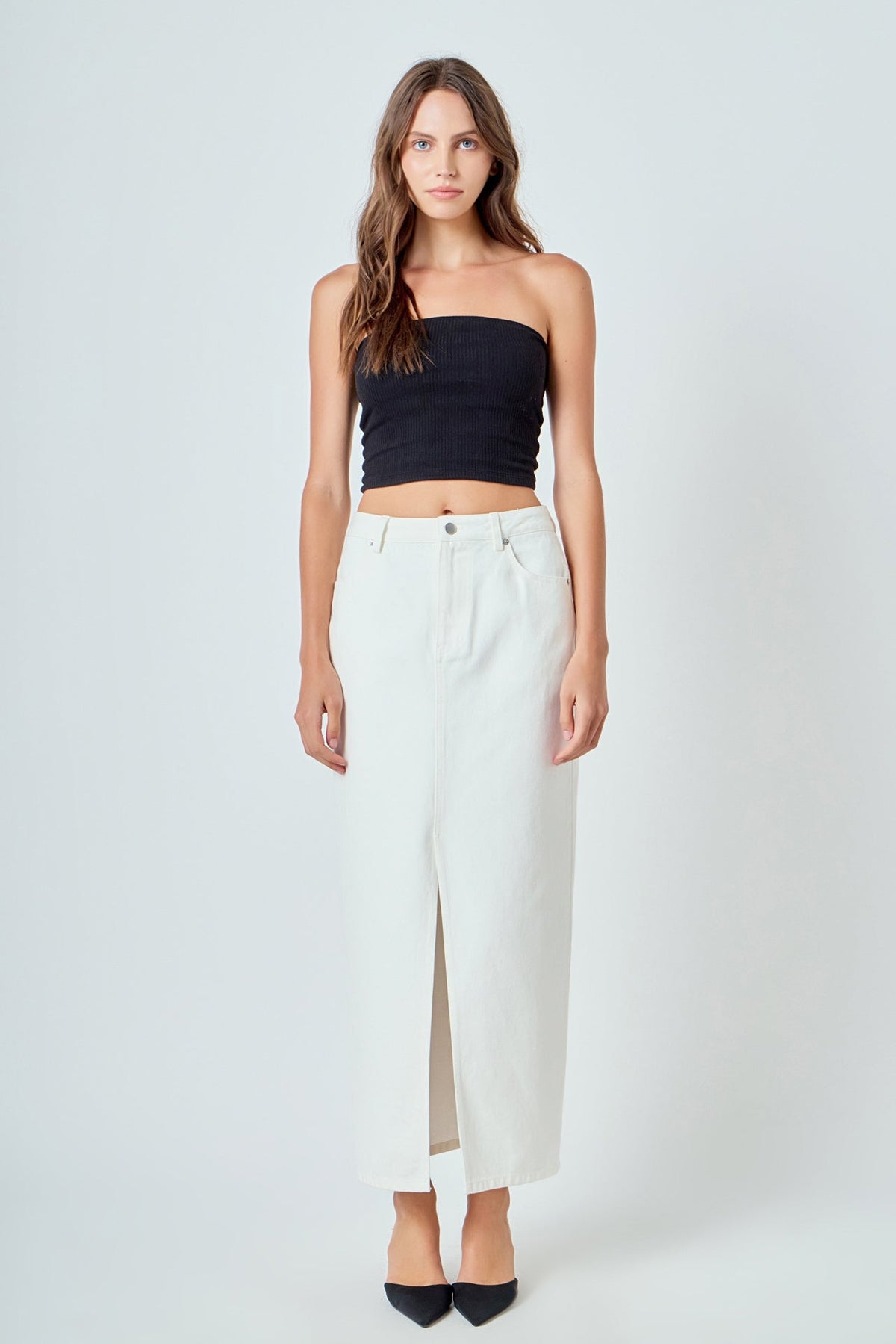 ENDLESS ROSE - Denim Maxi Skirt - SKIRTS available at Objectrare