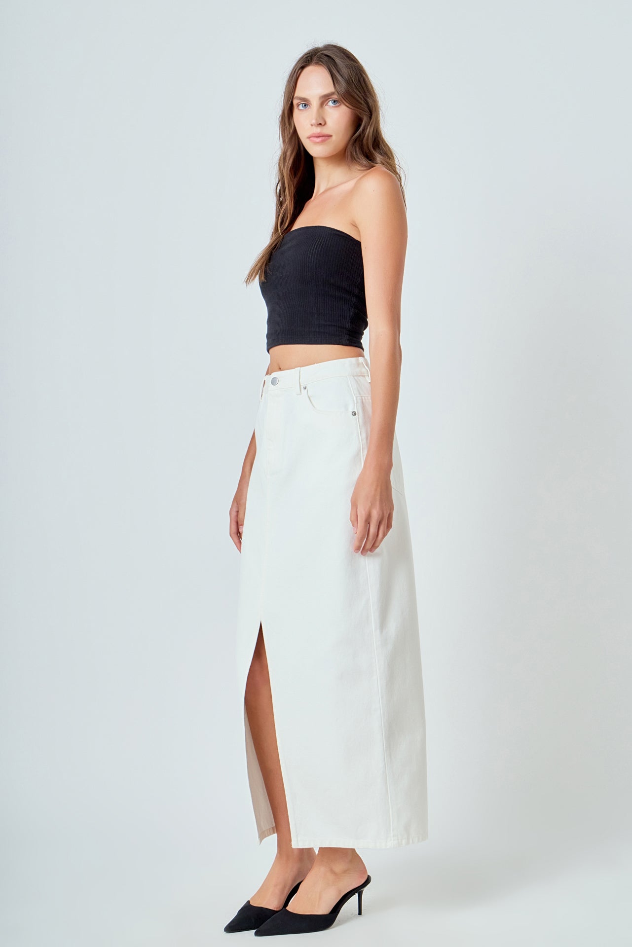 ENDLESS ROSE - Denim Maxi Skirt - SKIRTS available at Objectrare