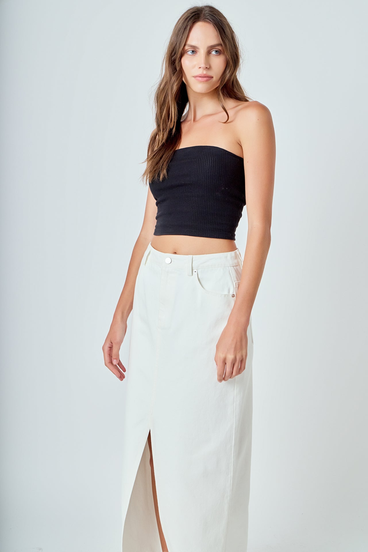 ENDLESS ROSE - Denim Maxi Skirt - SKIRTS available at Objectrare