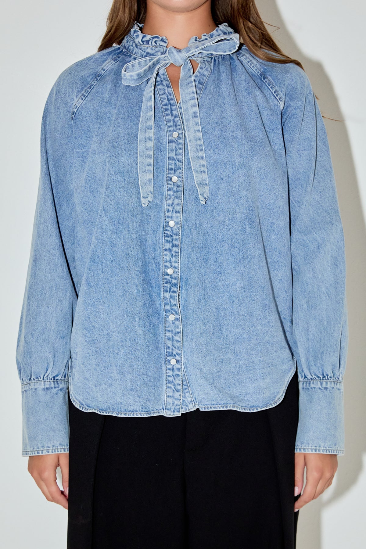 GREY LAB - Denim Shirt with Tie - SHIRTS & BLOUSES available at Objectrare