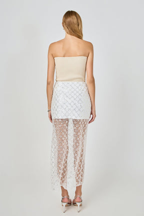Embellished Mesh Maxi Skirt