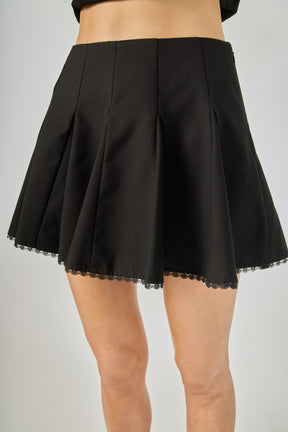 ENDLESS ROSE - Lace Trimmed Godet Mini Skort - SKORTS available at Objectrare