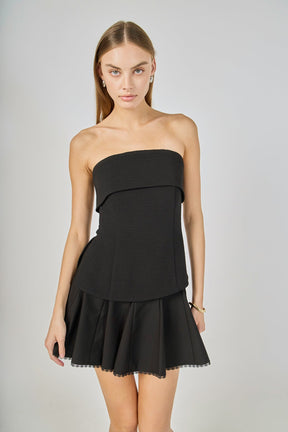 ENDLESS ROSE - Lace Trimmed Godet Mini Skort - SKORTS available at Objectrare