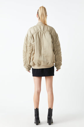 GREY LAB - Ruched Bomber Jacket - JACKETS available at Objectrare