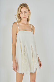 ENDLESS ROSE - Sleeveless Lace Godet Mini Dress - DRESSES available at Objectrare