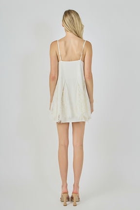 ENDLESS ROSE - Sleeveless Lace Godet Mini Dress - DRESSES available at Objectrare