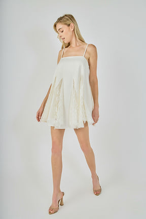 ENDLESS ROSE - Sleeveless Lace Godet Mini Dress - DRESSES available at Objectrare