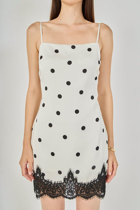 Lace Polka Dot Slip Mini Dress