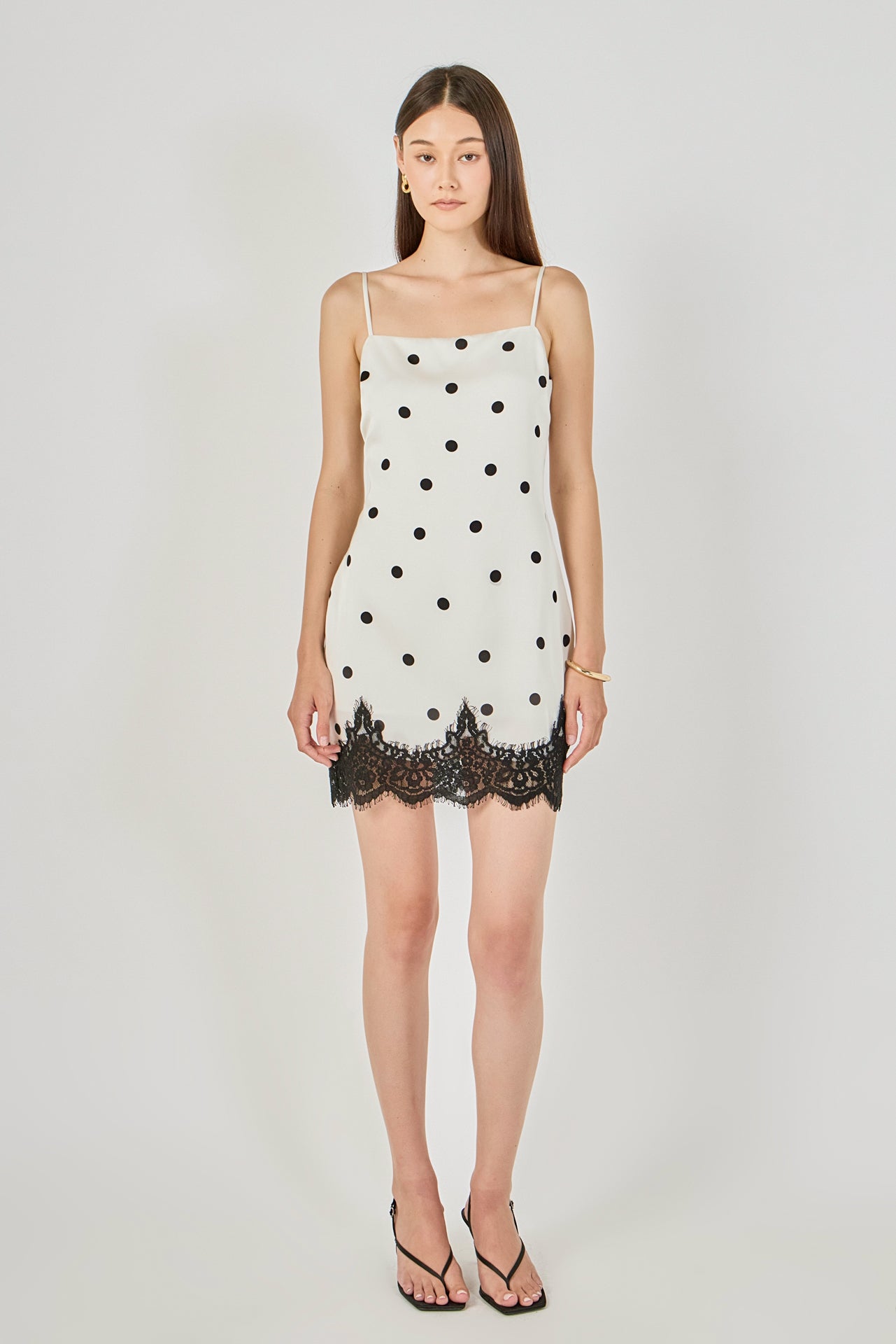 Lace Polka Dot Slip Mini Dress
