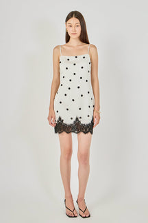 Lace Polka Dot Slip Mini Dress