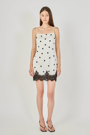 Lace Polka Dot Slip Mini Dress
