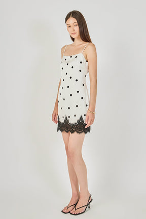 Lace Polka Dot Slip Mini Dress