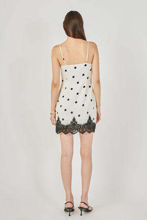 Lace Polka Dot Slip Mini Dress