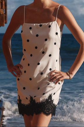 Lace Polka Dot Slip Mini Dress