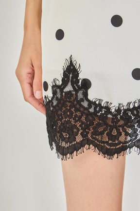 Lace Polka Dot Slip Mini Dress