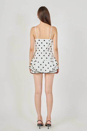 ENDLESS ROSE - Polka Dot Lace Trimmed Romper - ROMPERS available at Objectrare
