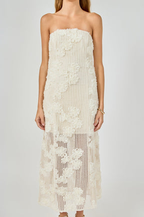 ENDLESS ROSE - Strapless Embroidered Net Maxi Dress - DRESSES available at Objectrare