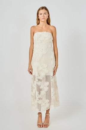 ENDLESS ROSE - Strapless Embroidered Net Maxi Dress - DRESSES available at Objectrare