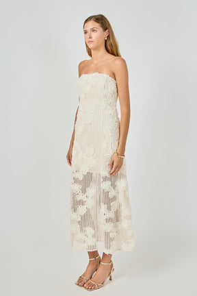 ENDLESS ROSE - Strapless Embroidered Net Maxi Dress - DRESSES available at Objectrare
