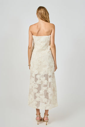 ENDLESS ROSE - Strapless Embroidered Net Maxi Dress - DRESSES available at Objectrare