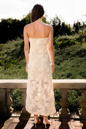 ENDLESS ROSE - Strapless Embroidered Net Maxi Dress - DRESSES available at Objectrare